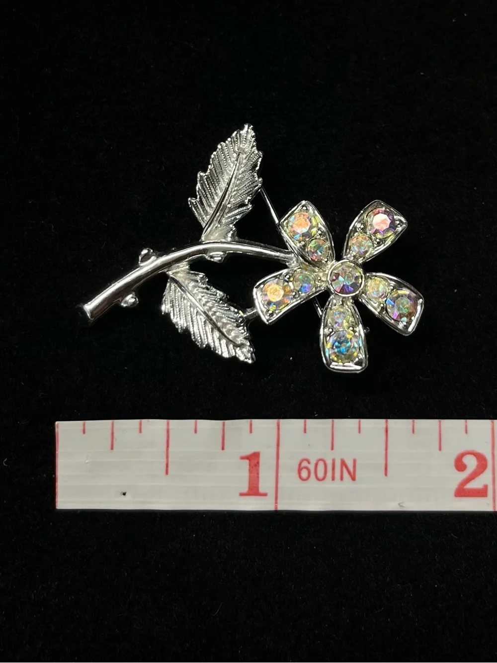 Vintage Sarah Coventry AB Rhinestone Flower Brooch